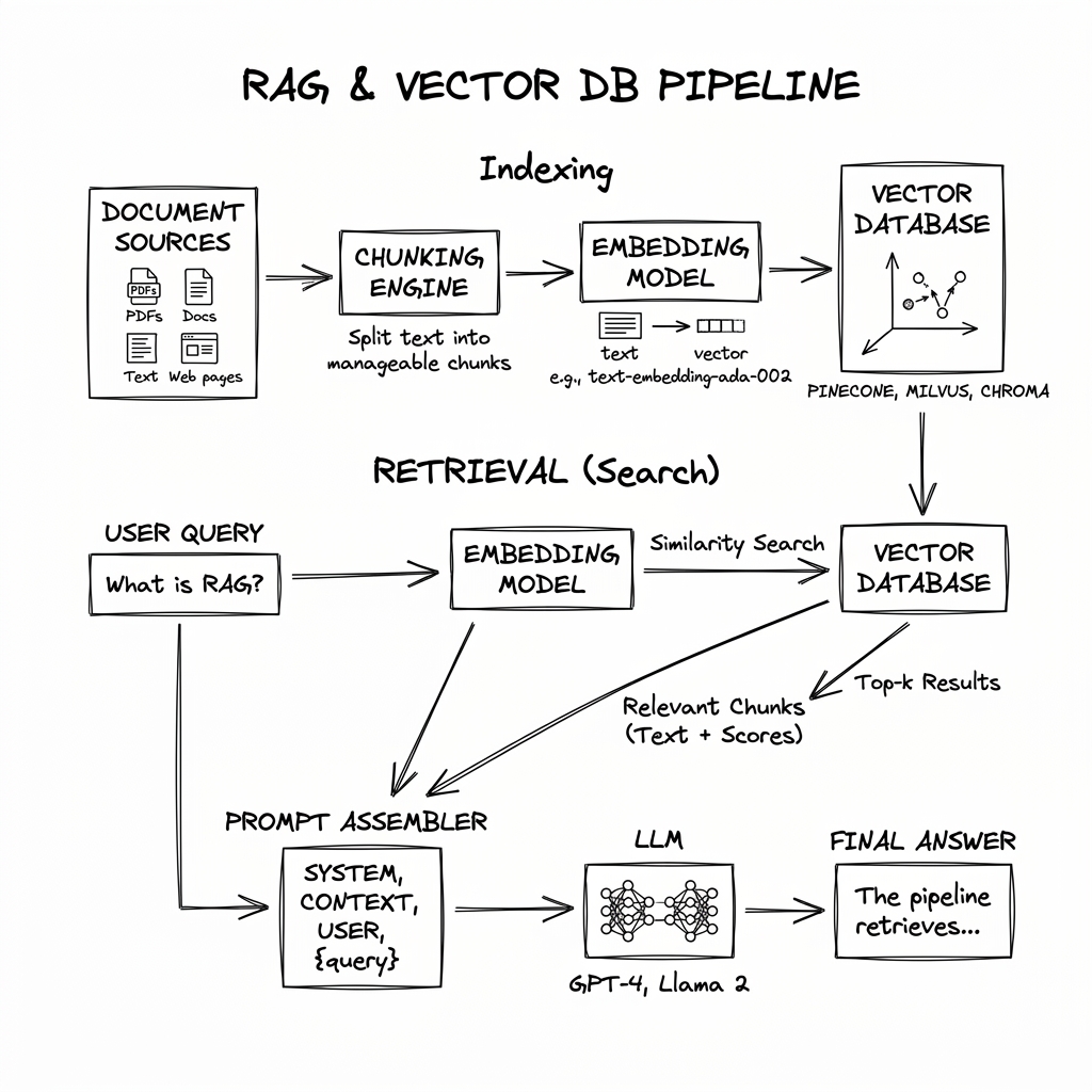 RAG & Vector DB Pipeline Ingestion and Retrieval Flow